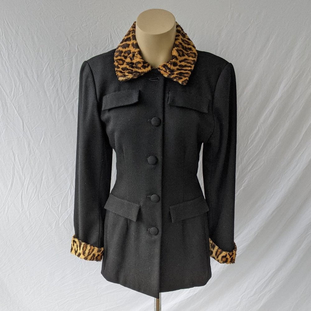 Form Fitted Wool Leopard Print Coat